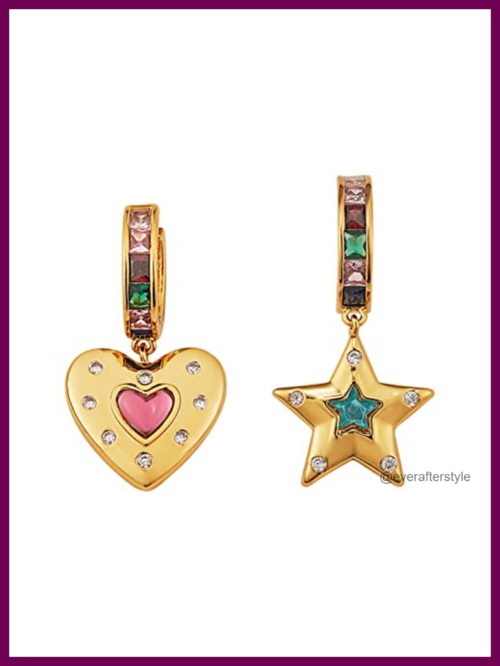 Heart Star Dangle Hoop Earrings Women Copper 4A Zircon Charm Jewelry